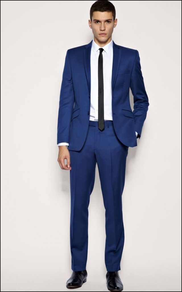 blue colour suit matching shoes
