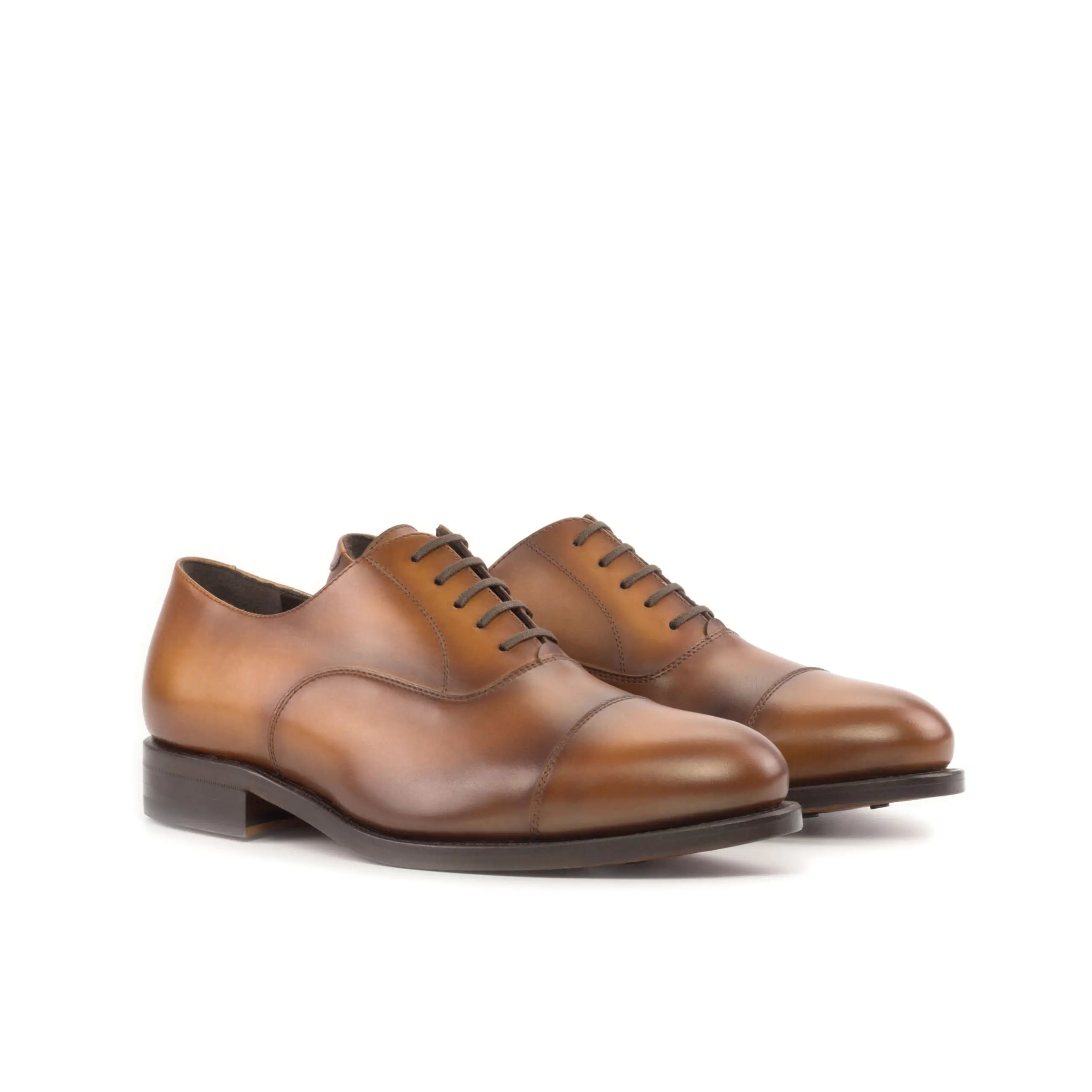 Oxford Painted Calf Burnishing Cognac Shoes